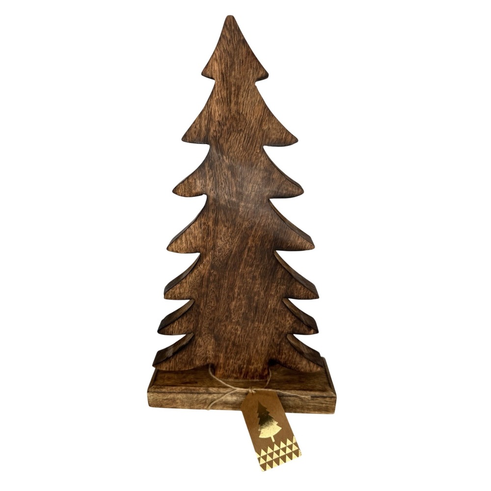 Wooden Christmas Tree Tabletop Decor Rustic Farmhouse Holiday Decoration 13.5"